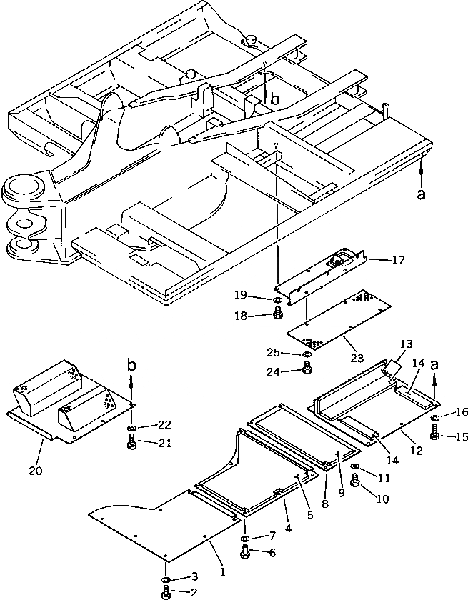 Схема запчастей Komatsu PC100US-3 - MACHINERY ОБСТАНОВКА (/) ЧАСТИ КОРПУСА