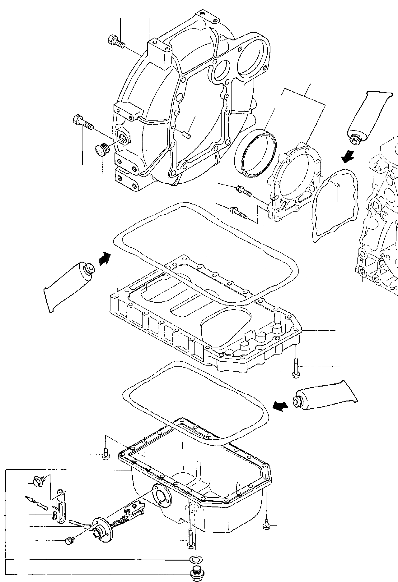 Схема запчастей Komatsu PC10-7 - КОЖУХ, МАХОВИК - МАСЛЯНЫЙ ПОДДОН ДВИГАТЕЛЬ