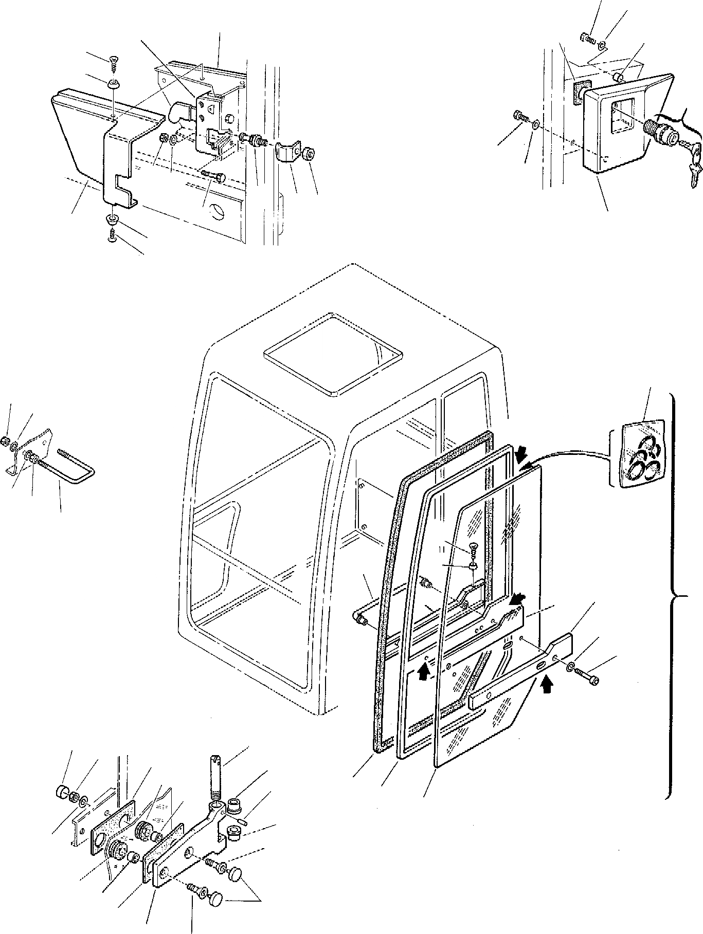 Схема запчастей Komatsu PC10-7 - КАБИНА (/) ЧАСТИ КОРПУСА И КАБИНА