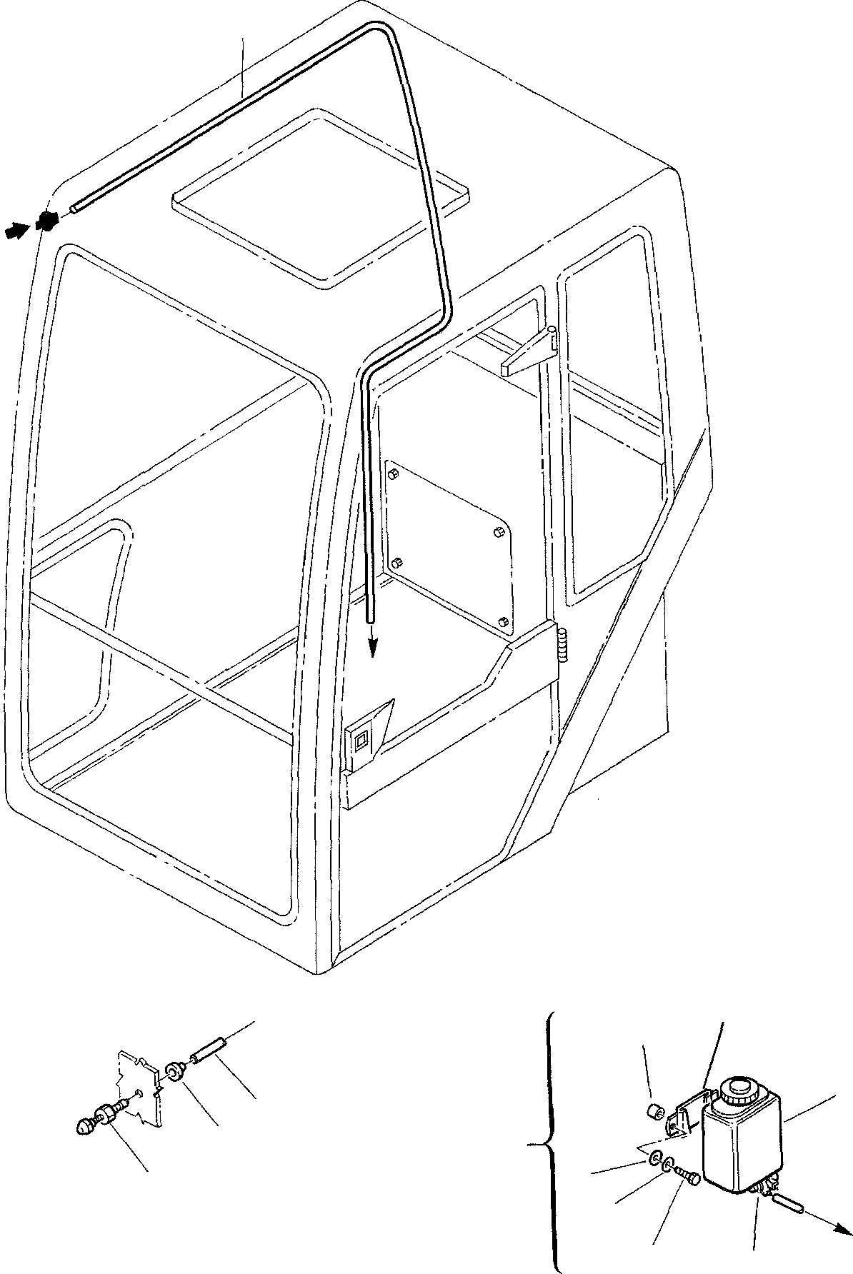 Схема запчастей Komatsu PC10-7 - ОМЫВАТЕЛЬ СТЕКЛА ЧАСТИ КОРПУСА И КАБИНА