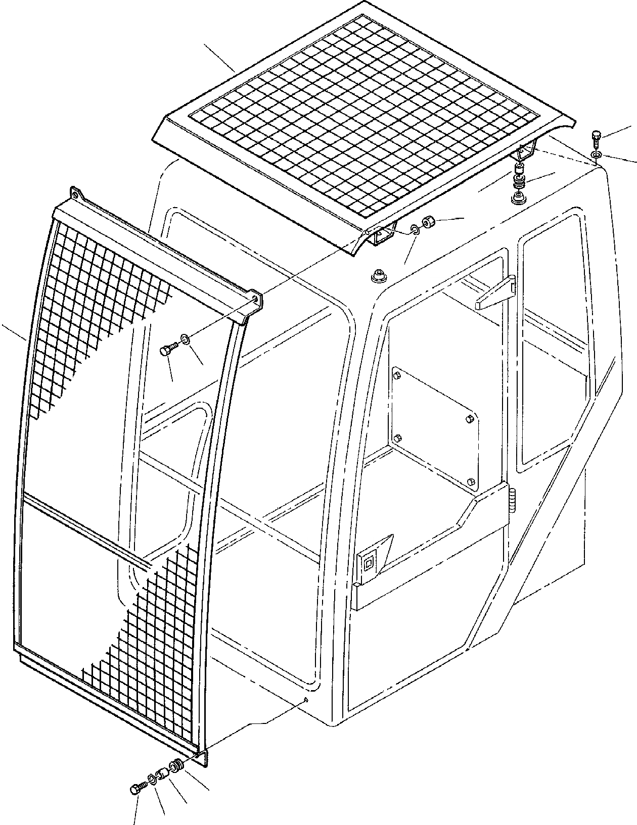 Схема запчастей Komatsu PC10-7 - TOP И ФРОНТАЛЬНАЯ ЗАЩИТА (КАБИНА) ЧАСТИ КОРПУСА И КАБИНА