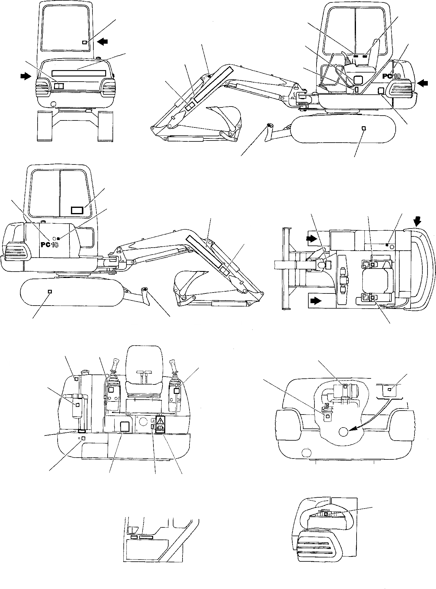 Схема запчастей Komatsu PC10-7 - МАРКИРОВКА (КАБИНА) МАРКИРОВКА