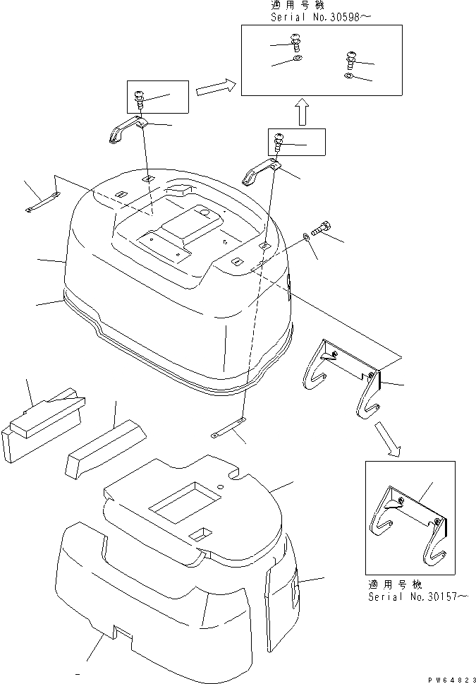 Схема запчастей Komatsu PC10MR-1 - КАПОТ ЧАСТИ КОРПУСА