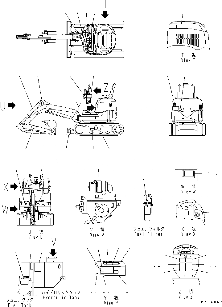 Схема запчастей Komatsu PC10MR-1 - МАРКИРОВКА (ЯПОН.) (РЕГУЛЯТОР) МАРКИРОВКА