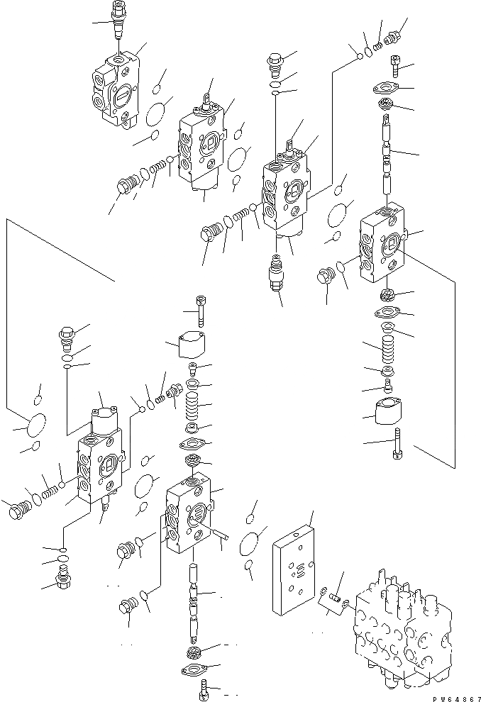 Схема запчастей Komatsu PC10MR-1 - УПРАВЛЯЮЩ. КЛАПАН (9-СЕКЦИОНН.) (/) (ВНУТР. ЧАСТИ)(№-99) ОСНОВН. КОМПОНЕНТЫ И РЕМКОМПЛЕКТЫ