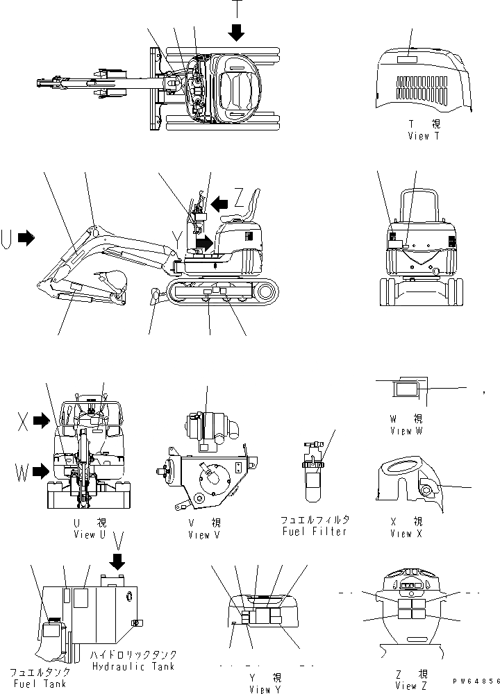 Схема запчастей Komatsu PC10MR-1-A - МАРКИРОВКА (ЯПОН.) (ФИКС. GAUGE) МАРКИРОВКА