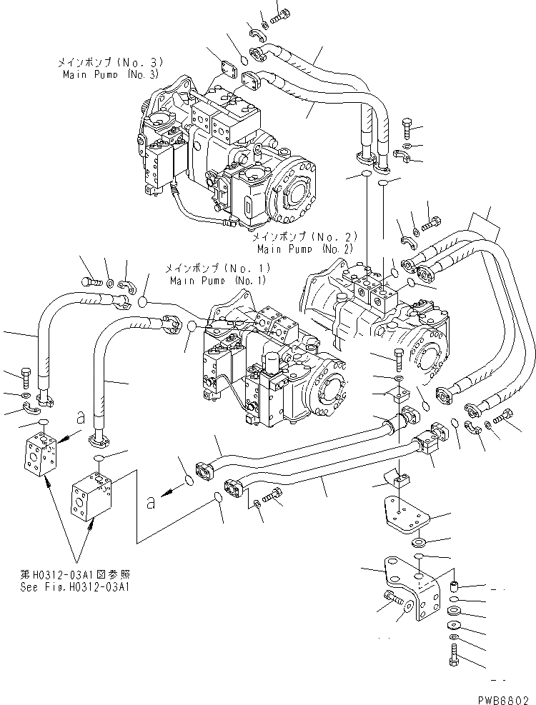 Схема запчастей Komatsu PC1100-6 - ЛИНИЯ ПОДАЧИS (NO. НАСОС) (TROPICAL WEATHER СПЕЦ-Я.) ГИДРАВЛИКА