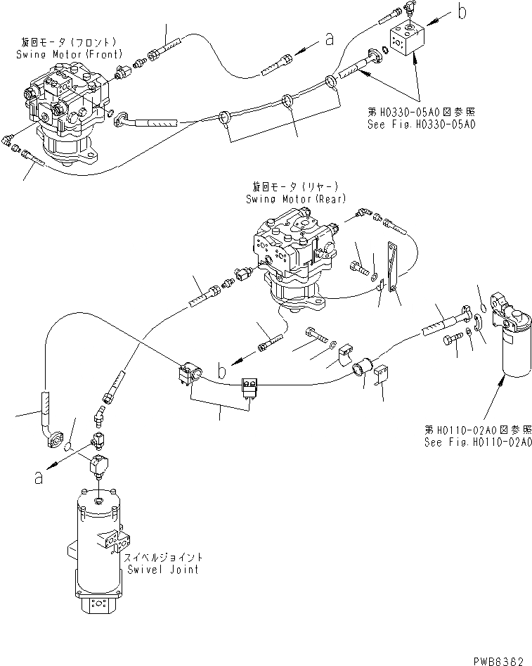 Схема запчастей Komatsu PC1100-6 - ВОЗВРАТН. ЛИНИИ (БАК И МОТОР ПОВОРОТА) ГИДРАВЛИКА
