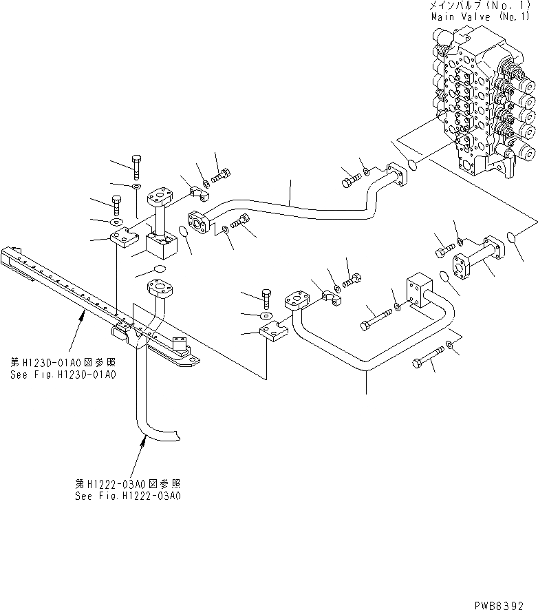 Схема запчастей Komatsu PC1100-6 - ЛИНИЯ КОВШАS (NO. КЛАПАН) ГИДРАВЛИКА