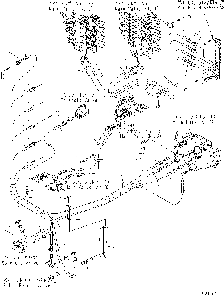 Схема запчастей Komatsu PC1100-6 - O.L.S.S. ЛИНИИ (НАСОС-VALVA) (ДЛЯ ПОГРУЗ.) ГИДРАВЛИКА