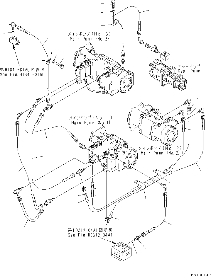 Схема запчастей Komatsu PC1100-6 - O.L.S.S. ЛИНИИ (ОСНОВН. НАСОС) (TROPICAL WEATHER СПЕЦ-Я.) (ДЛЯ GHANA) ГИДРАВЛИКА