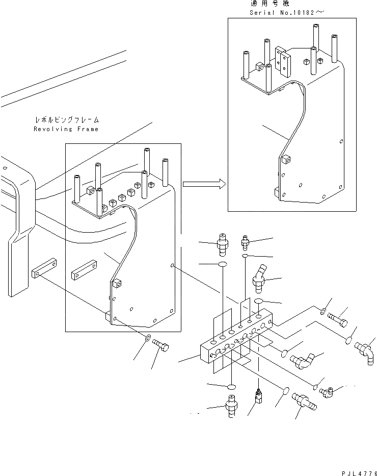 Схема запчастей Komatsu PC1100-6 - PPC ЛИНИИ СОЕД-Е (БЛОК) (С АВТОМАТИЧ. COMPENSATION) (ДЛЯ ПОГРУЗ.)(№-) ГИДРАВЛИКА