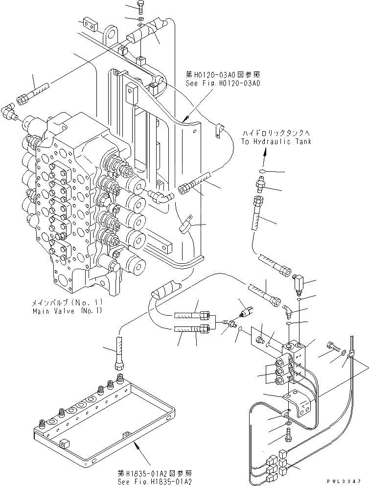 Схема запчастей Komatsu PC1100-6 - PPC ЛИНИИ СОЕД-Е (КЛАПАН) (ДЛЯ ПОГРУЗ.) ГИДРАВЛИКА