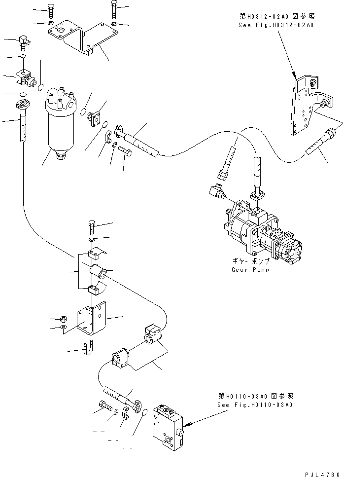 Схема запчастей Komatsu PC1100-6 - ЛИНИЯ НАСОСА PPCS (НАСОС ПОДАЮЩ.)(№7-) ГИДРАВЛИКА