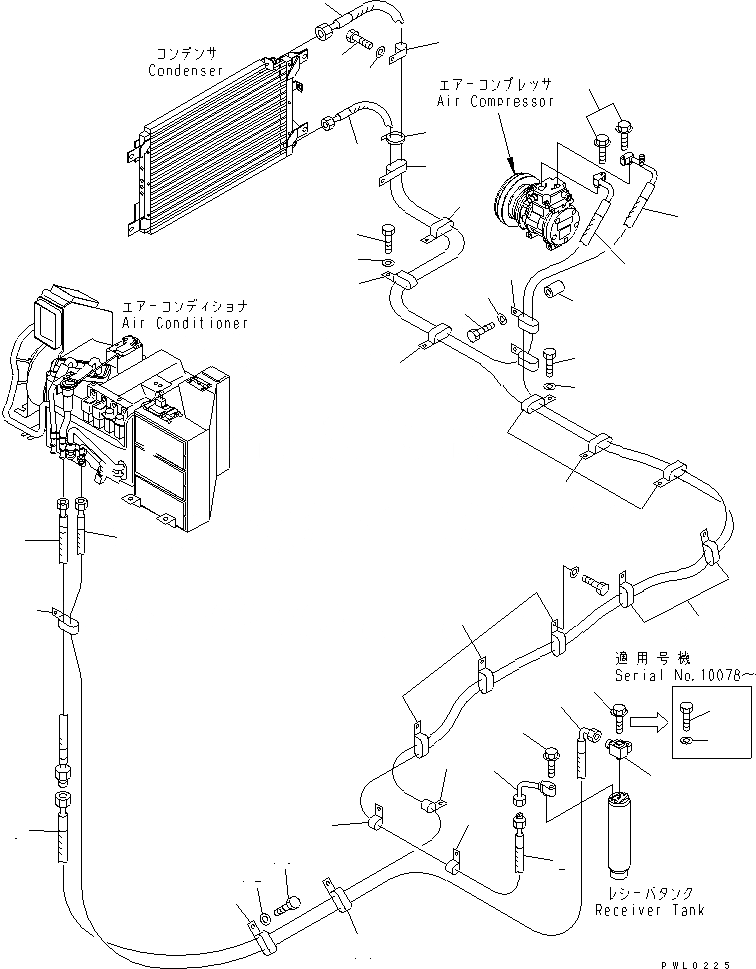 Схема запчастей Komatsu PC1100-6 - КОНДИЦ. ВОЗДУХА (СОЕД. ШЛАНГОВ) (ДЛЯ ВЫС. КАБИНА) КАБИНА ОПЕРАТОРА И СИСТЕМА УПРАВЛЕНИЯ