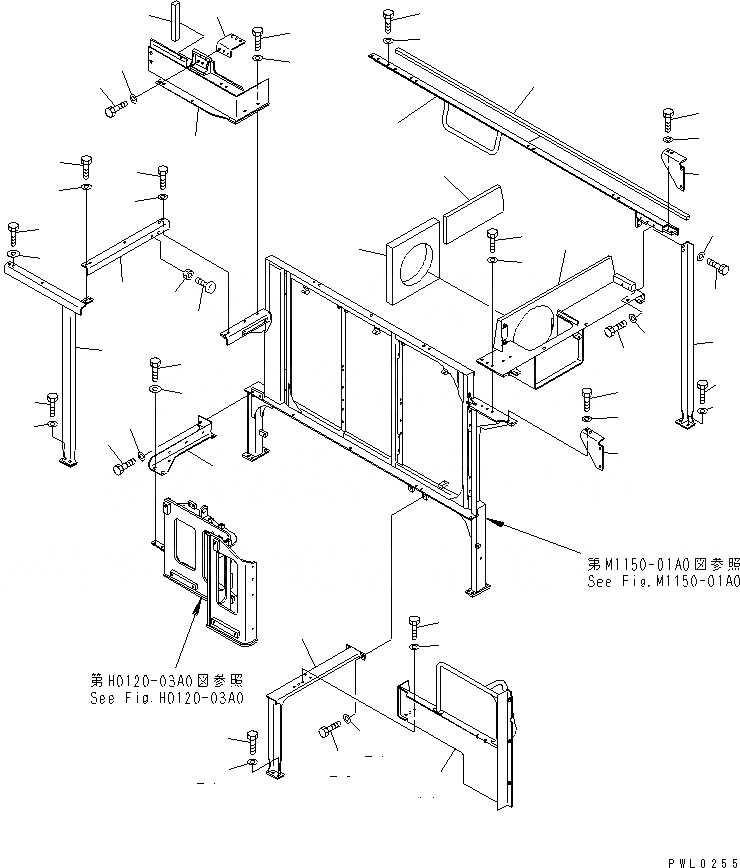 Схема запчастей Komatsu PC1100-6 - РАМА (ДЛЯ EC) ЧАСТИ КОРПУСА