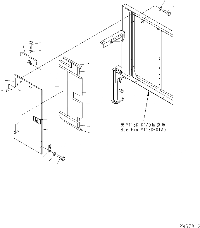 Схема запчастей Komatsu PC1100-6 - ПЕРЕГОРОДКА. (КРЫШКАВ СБОРЕ) (COVER¤ ПРАВ.) ЧАСТИ КОРПУСА