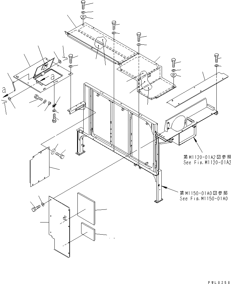 Схема запчастей Komatsu PC1100-6 - КРЫШКА(КАБИНА) (ДЛЯ EC) ЧАСТИ КОРПУСА