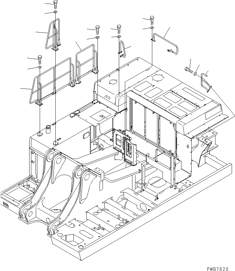 Схема запчастей Komatsu PC1100-6 - ПОРУЧНИ(ДЛЯ EC) ЧАСТИ КОРПУСА