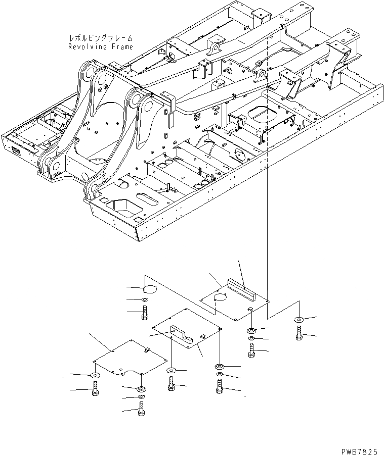 Схема запчастей Komatsu PC1100-6 - НИЖН. КРЫШКА (УСИЛ.) (ОСНОВНАЯ РАМА) (ДЕКА¤ ПРАВ.) ЧАСТИ КОРПУСА