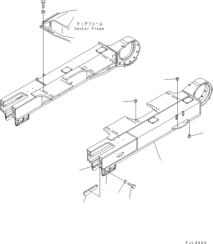 Схема запчастей Komatsu PC1100-6 - ГУСЕНИЧНАЯ РАМА (КАРЬЕРН СПЕЦ-Я) (ЛЕВ.)(№-) ХОДОВАЯ