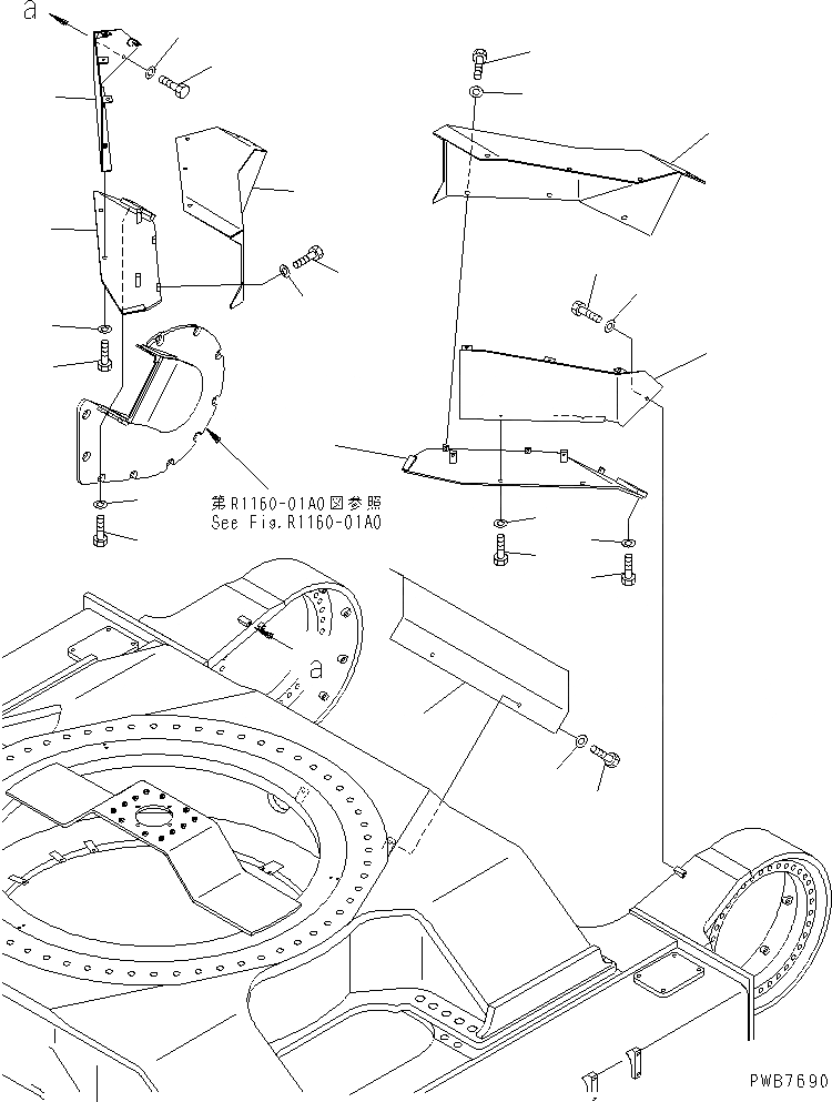 Схема запчастей Komatsu PC1100-6 - ГИДРОЛИНИЯ ХОДАCOVER ХОДОВАЯ