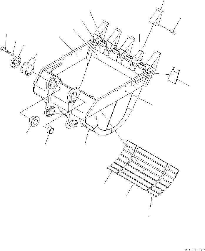 Схема запчастей Komatsu PC1100-6 - КОВШ .M (CECE .M)¤ MM (HORIZONAL ПАЛЕЦ ТИП) (УСИЛЕНН.) (HAEVY DUTY) (CORNER ТИП)(№-) РАБОЧЕЕ ОБОРУДОВАНИЕ