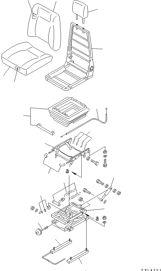 Схема запчастей Komatsu PC1100-6 - КРЕСЛО ОПЕРАТОРА (НАКЛОНЯЕМОЕ) (С ВОЗД. ПОДВЕСКОЙ) (WRIST УПРАВЛ-Е) ОСНОВН. КОМПОНЕНТЫ И РЕМКОМПЛЕКТЫ