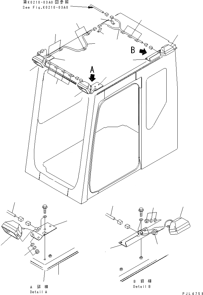 Схема запчастей Komatsu PC1100-6 - ДОПОЛН. РАБОЧ. ОСВЕЩЕНИЕ(№8-) ЭЛЕКТРИКА