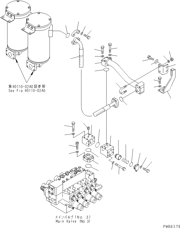 Схема запчастей Komatsu PC1100-6 - ВОЗВРАТНАЯ ЛИНИЯ (NO. КЛАПАН) ГИДРАВЛИКА