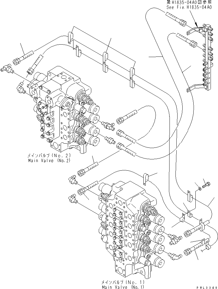 Схема запчастей Komatsu PC1100-6 - PPC СТРЕЛА И ЛИНИЯ КОВШАS (ДЛЯ УДЛИНН. РУКОЯТИ) ГИДРАВЛИКА