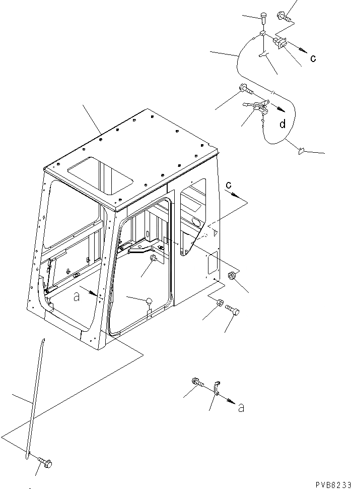 Схема запчастей Komatsu PC1100-6 - КАБИНА (КАБИНА (INКАПОТ) (С ЧАСТИ КОРПУСА)(№30025-31999) ) (КАБИНА¤ РУЧКА И ФИКСАТОР ОТКРЫТИЯ) КАБИНА ОПЕРАТОРА И СИСТЕМА УПРАВЛЕНИЯ