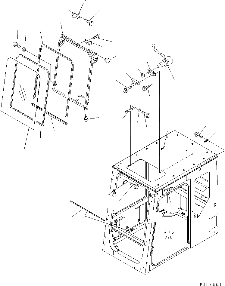 Схема запчастей Komatsu PC1100-6 - КАБИНА (КАБИНА (INКАПОТ) (С ЧАСТИ КОРПУСА)(№30025-31999) ) (ОКНА) (СДВИГ. ВВЕРХ ОКНА)(№7-) КАБИНА ОПЕРАТОРА И СИСТЕМА УПРАВЛЕНИЯ