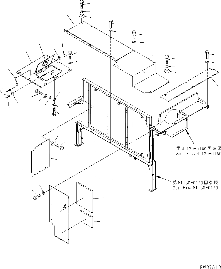 Схема запчастей Komatsu PC1100-6 - КРЫШКА(КАБИНА) ЧАСТИ КОРПУСА