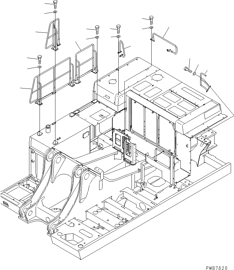 Схема запчастей Komatsu PC1100-6 - HANDRAIL ЧАСТИ КОРПУСА