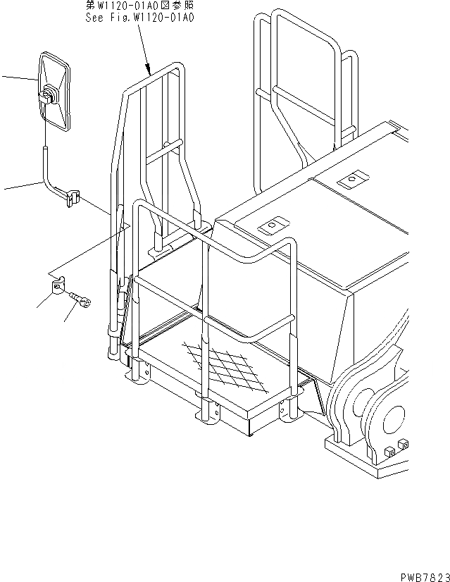 Схема запчастей Komatsu PC1100-6 - REAL VIEW ЗЕРКАЛА(ПРАВ.) ЧАСТИ КОРПУСА