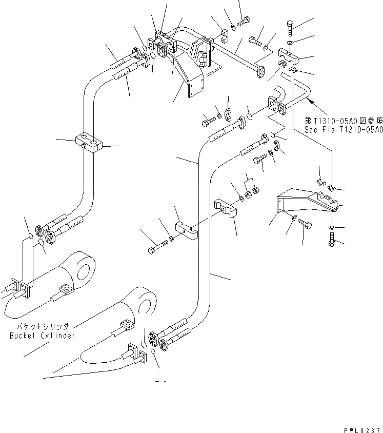 Схема запчастей Komatsu PC1100-6 - РАБОЧЕЕ ОБОРУДОВАНИЕ (ТРУБЫ) (КОВШ CYL. ЛИНИИ) (/) (ДЛЯ ПОГРУЗ.) РАБОЧЕЕ ОБОРУДОВАНИЕ