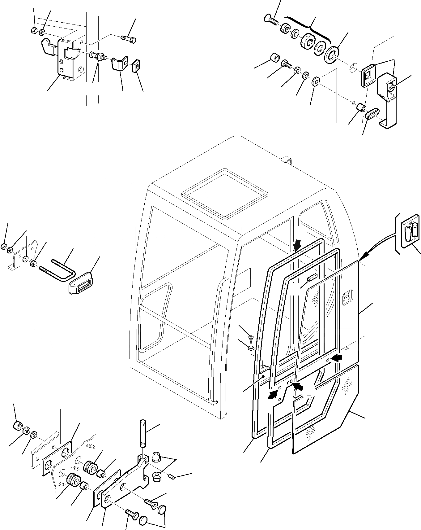 Схема запчастей Komatsu PC110R-1 - КАБИНА (/) ЧАСТИ КОРПУСА И КАБИНА