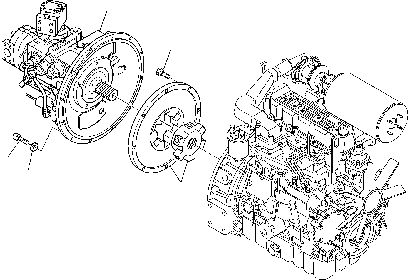 Схема запчастей Komatsu PC110R-1 - МЕХ-М ОТБОРА МОЩНОСТИ КОМПОНЕНТЫ ДВИГАТЕЛЯ И ЭЛЕКТРИКА