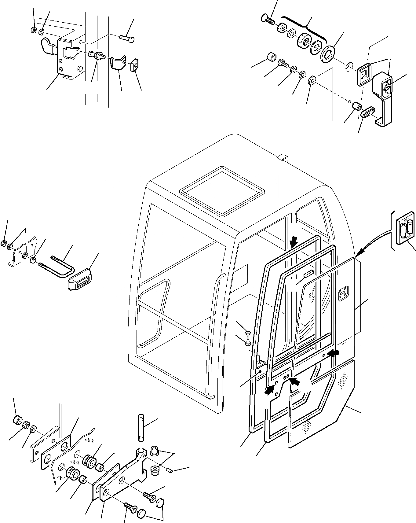 Схема запчастей Komatsu PC110R-1 - КАБИНА (/) ЧАСТИ КОРПУСА И КАБИНА