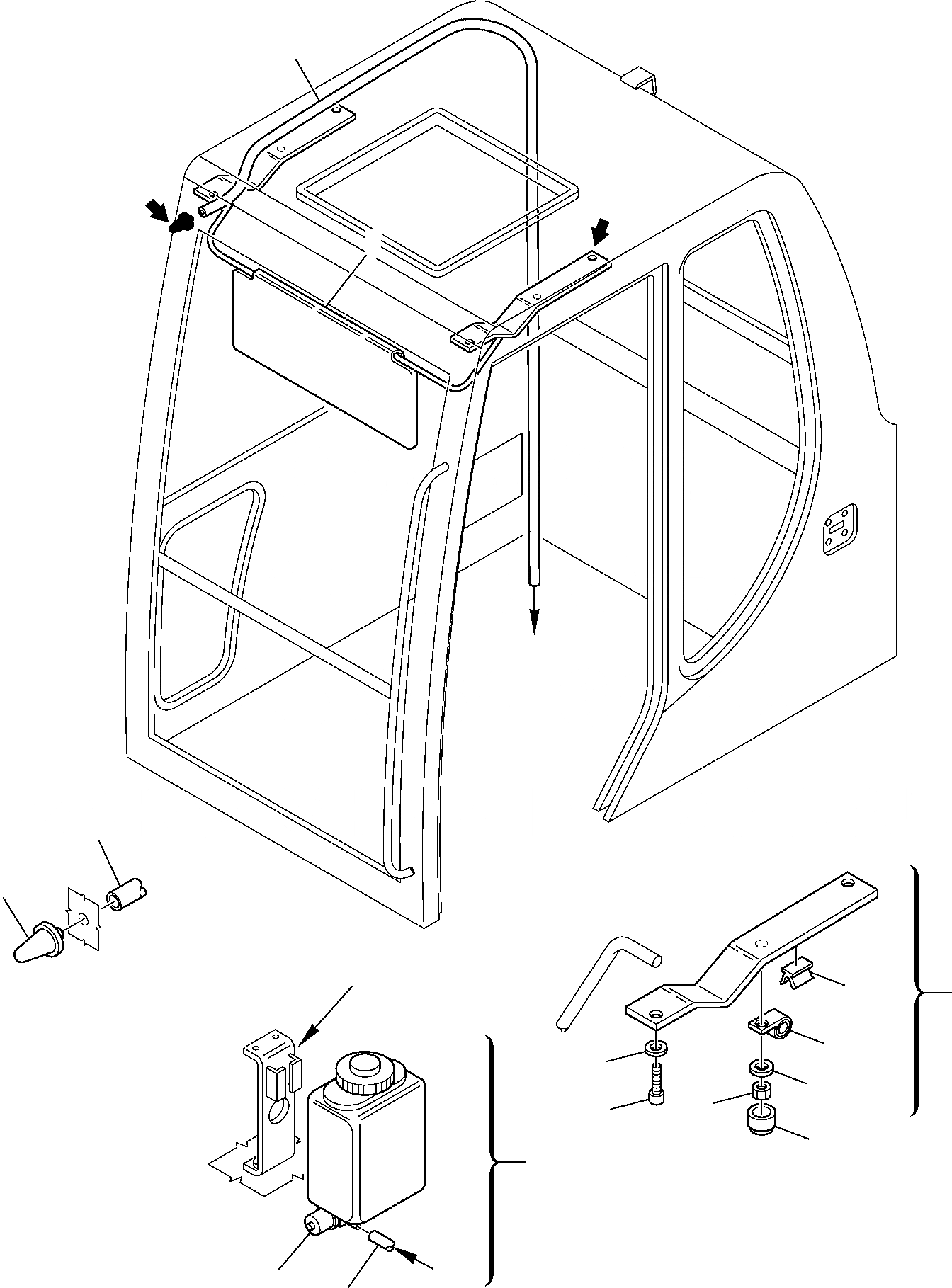 Схема запчастей Komatsu PC110R-1 - КАБИНА (ОБОРУД-Е) ЧАСТИ КОРПУСА И КАБИНА