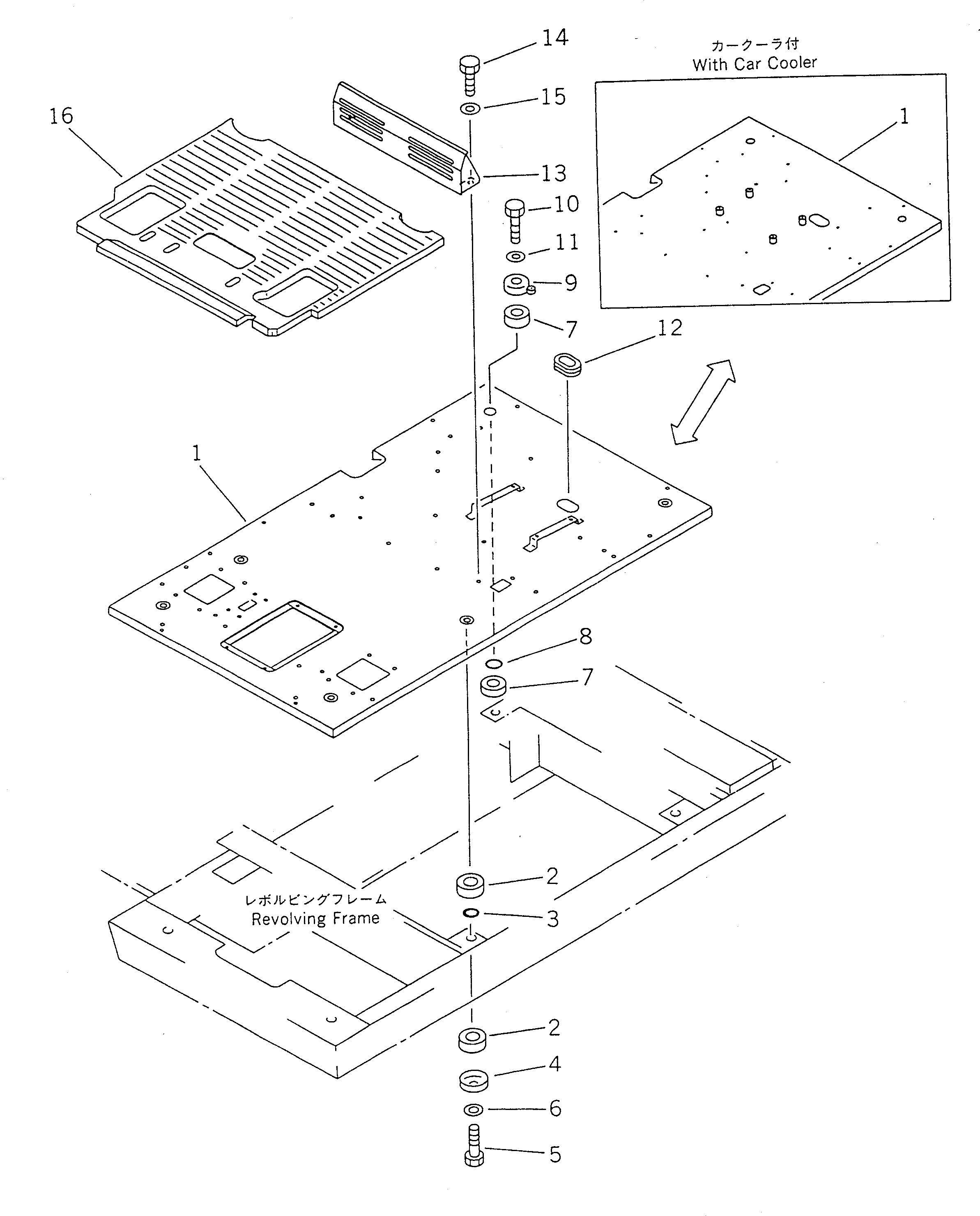 Схема запчастей Komatsu PC120-5S - ОСНОВН. КОНСТРУКЦИЯ (ДЛЯ УДЛИНН. РЫЧАГ УПРАВЛ-Е) ЧАСТИ КОРПУСА