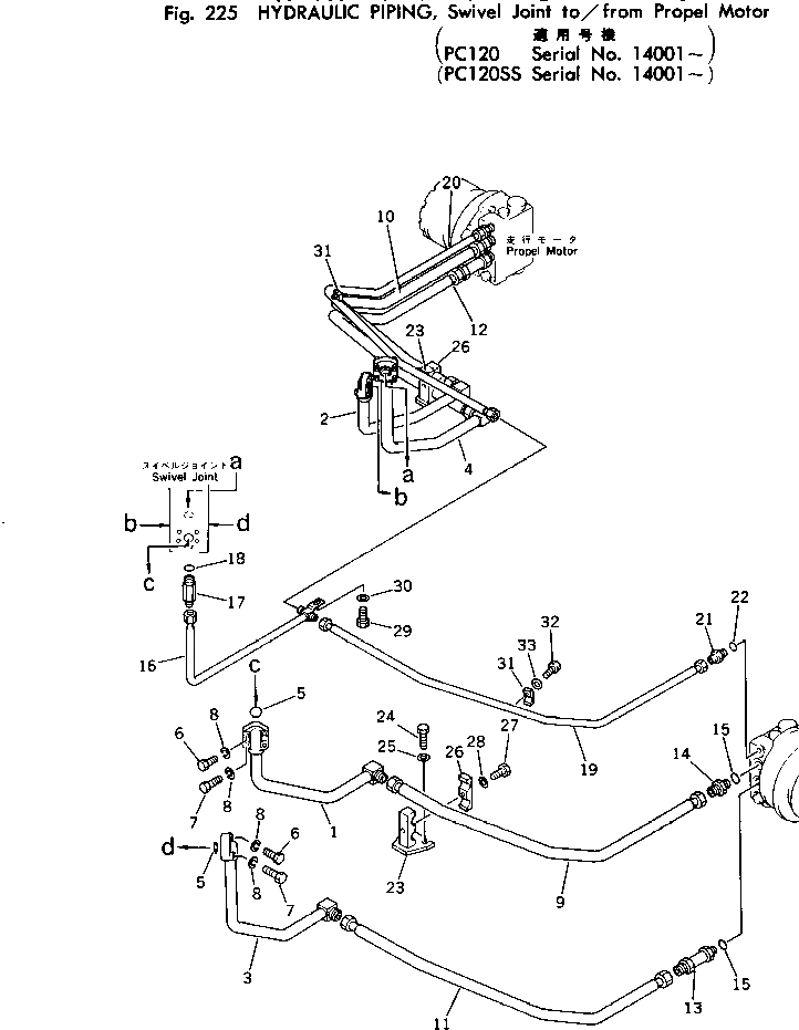 Схема запчастей Komatsu PC120-2 - ГИДРОЛИНИЯ¤SWIVEL TO/FROM PКАНАТL МОТОР ХОД И КОНЕЧНАЯ ПЕРЕДАЧА