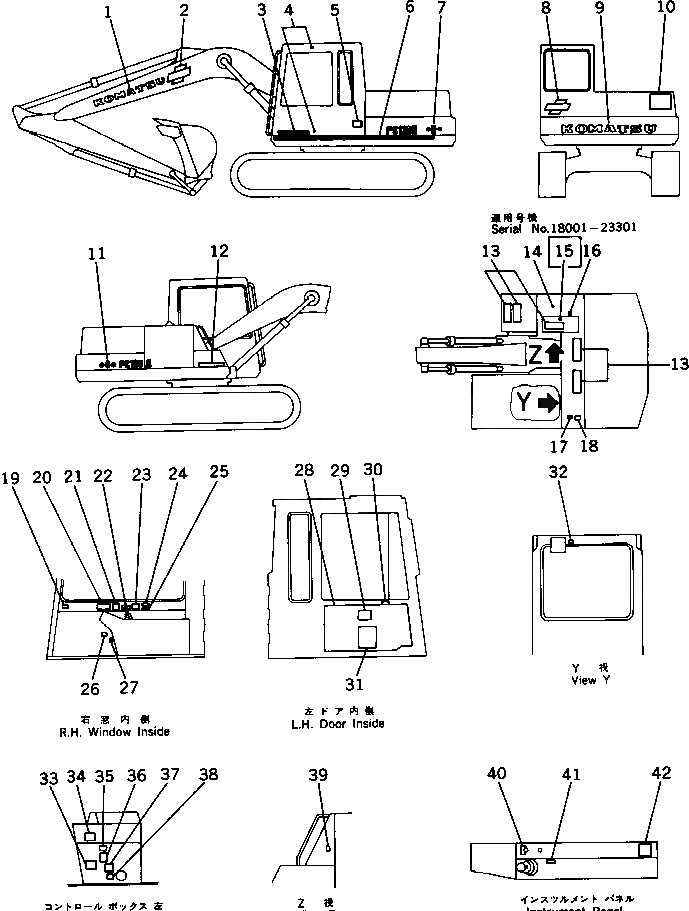 Схема запчастей Komatsu PC120-3 - МАРКИРОВКА (ДЛЯ WRIST УПРАВЛ-Е) СПЕЦ. APPLICATION ЧАСТИ¤ МАРКИРОВКА¤ ИНСТРУМЕНТ И РЕМКОМПЛЕКТЫ