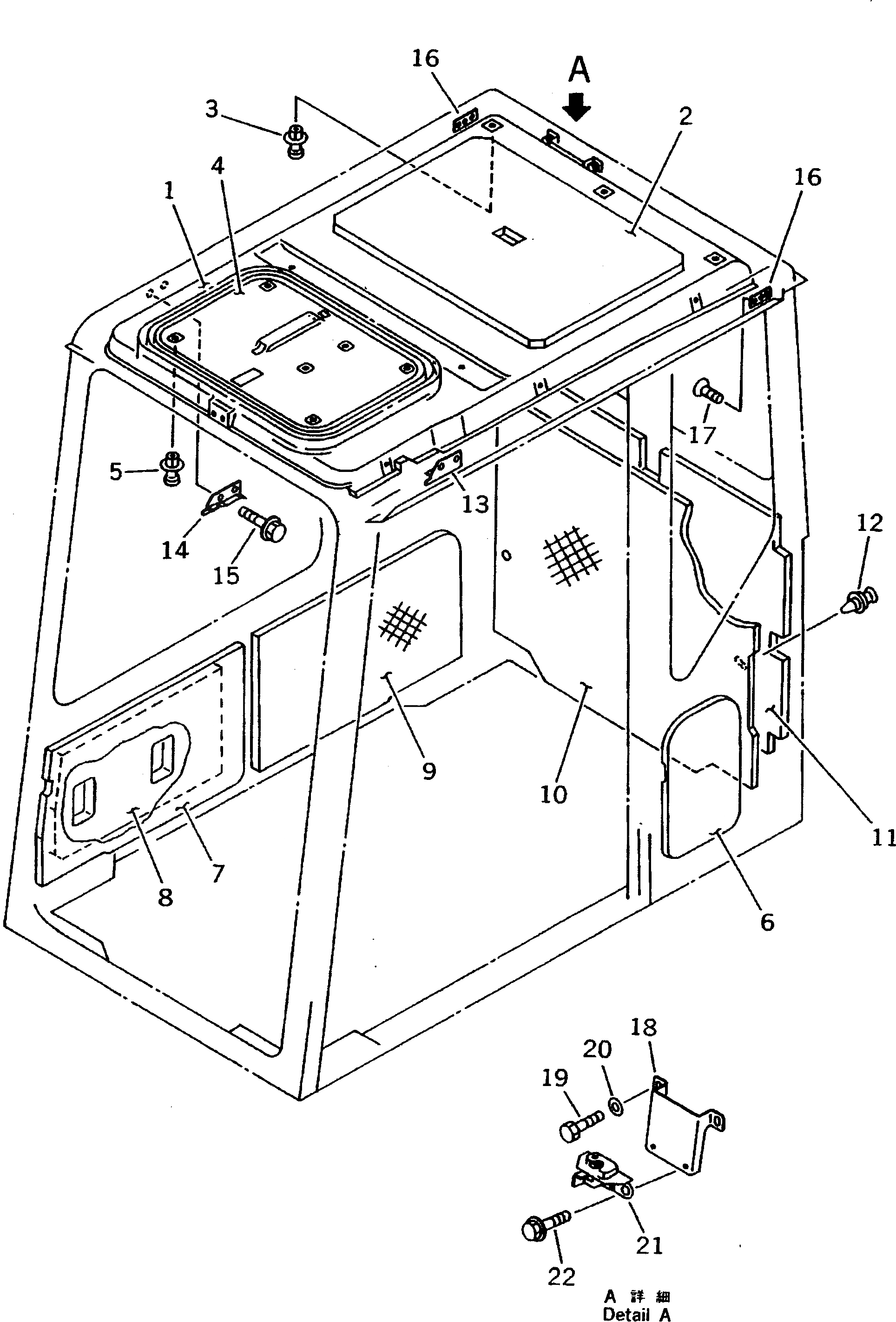 Схема запчастей Komatsu PC120-5X - КАБИНА (ВНУТР. ПОКРЫТИЕ) (/7) ЧАСТИ КОРПУСА