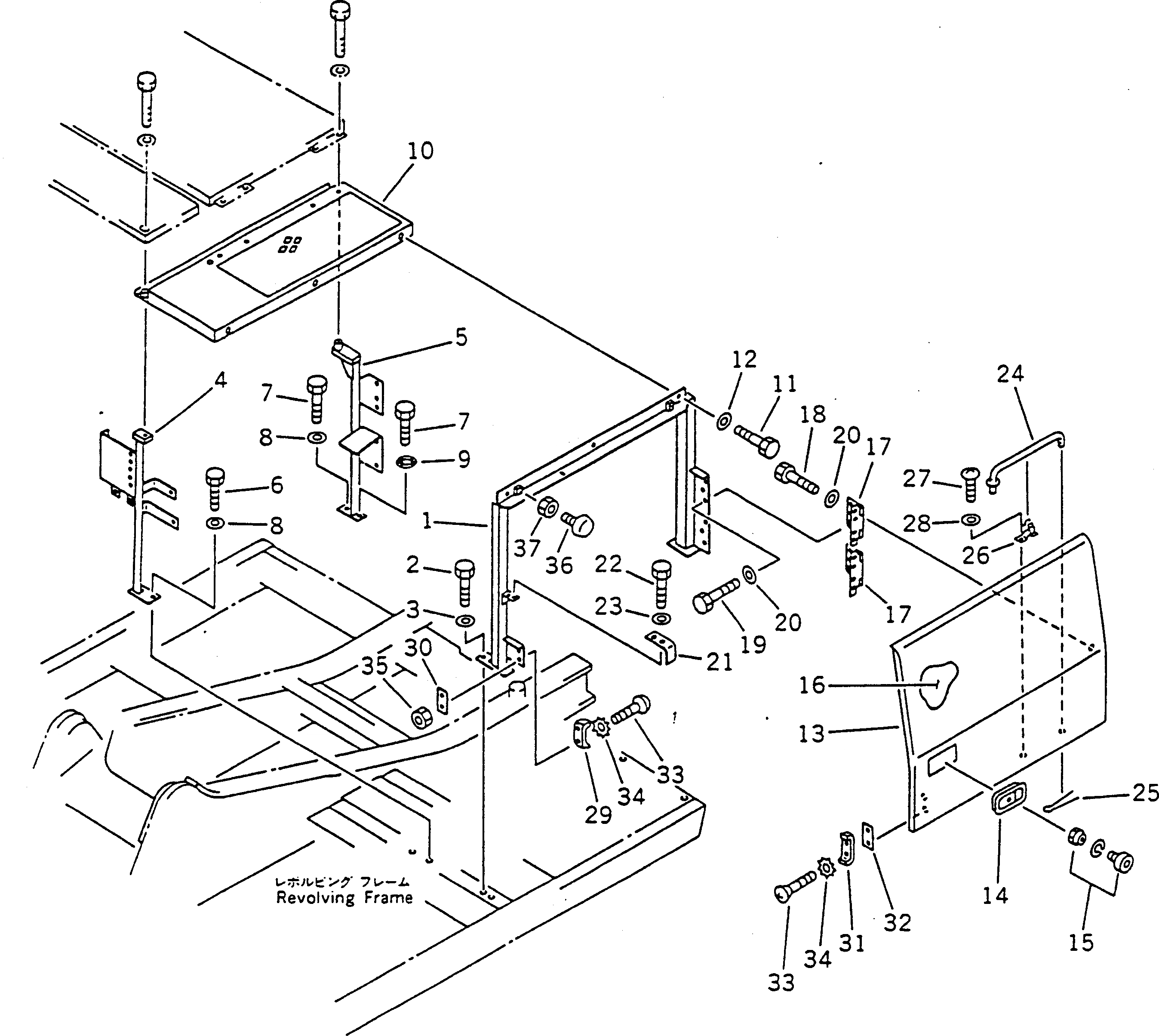 Схема запчастей Komatsu PC120-5 - ЛЕВ. COVER(№-) ЧАСТИ КОРПУСА