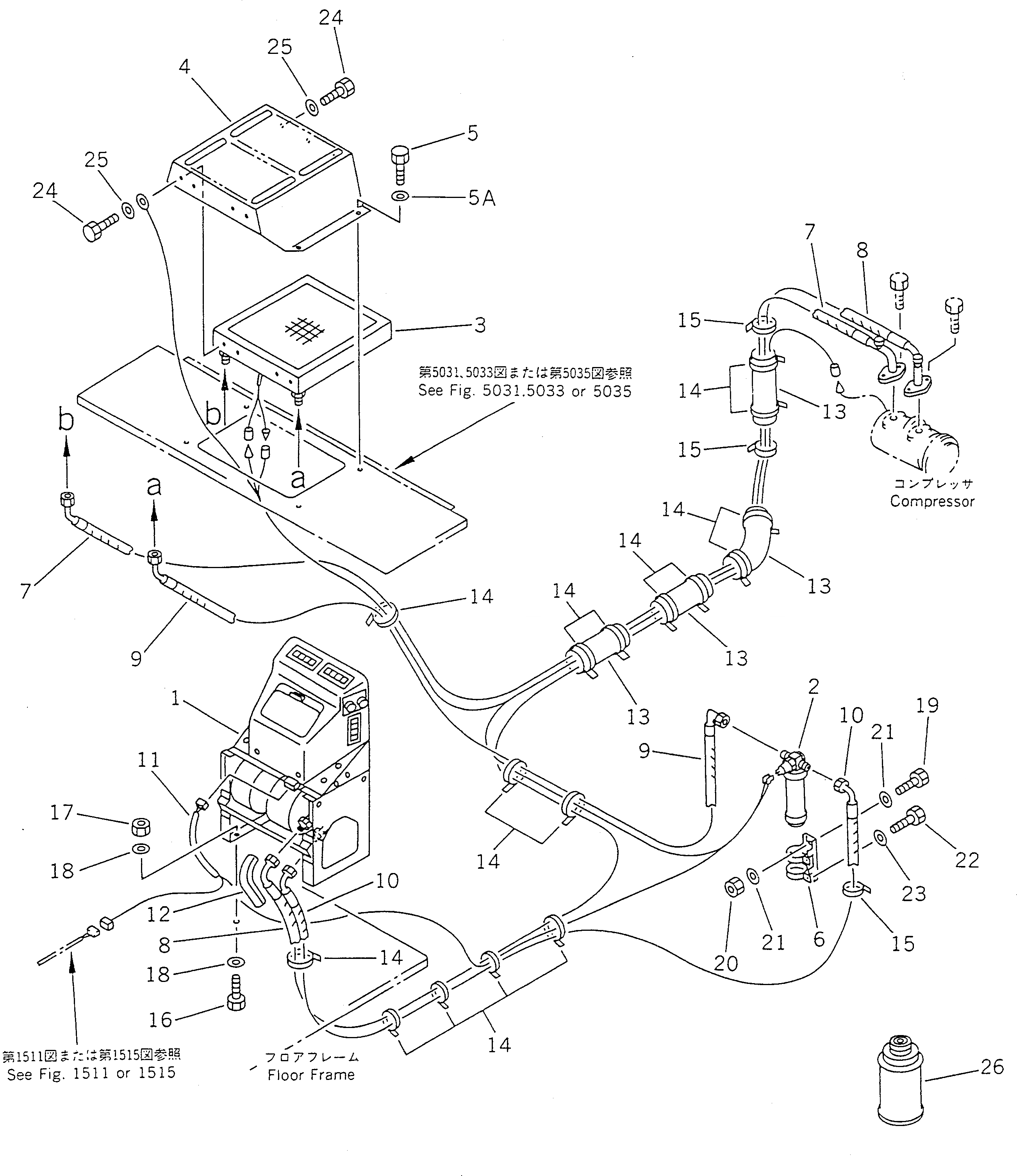 Схема запчастей Komatsu PC120-5 - CAR ОХЛАДИТЕЛЬ И ТРУБЫ(№9-) ЧАСТИ КОРПУСА