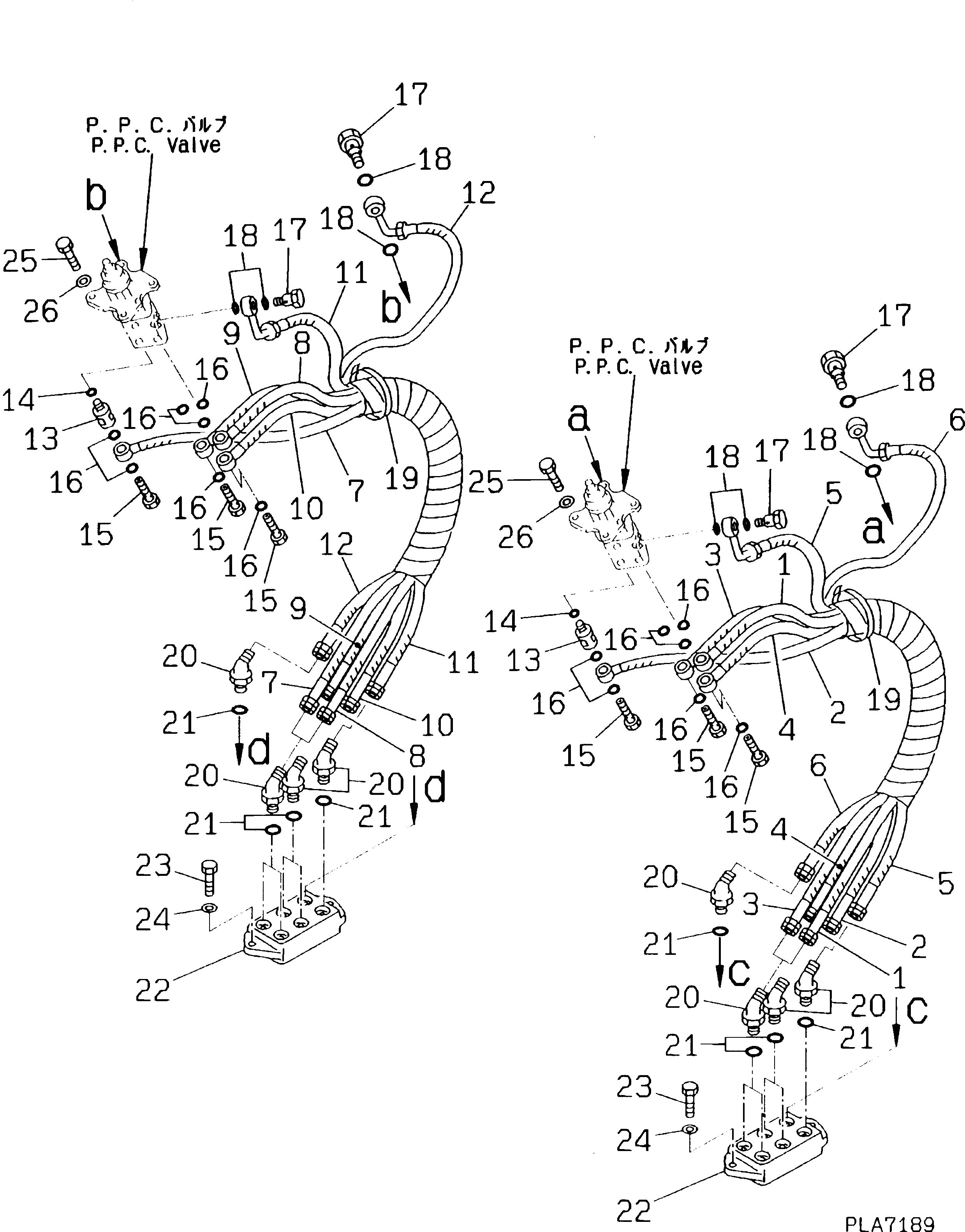 Схема запчастей Komatsu PC120-5K - ГИДРОЛИНИЯ (P.P.C. КЛАПАН TO/FROM БЛОК)(№K-K) СИСТЕМА УПРАВЛЕНИЯ И ОСНОВНАЯ РАМА