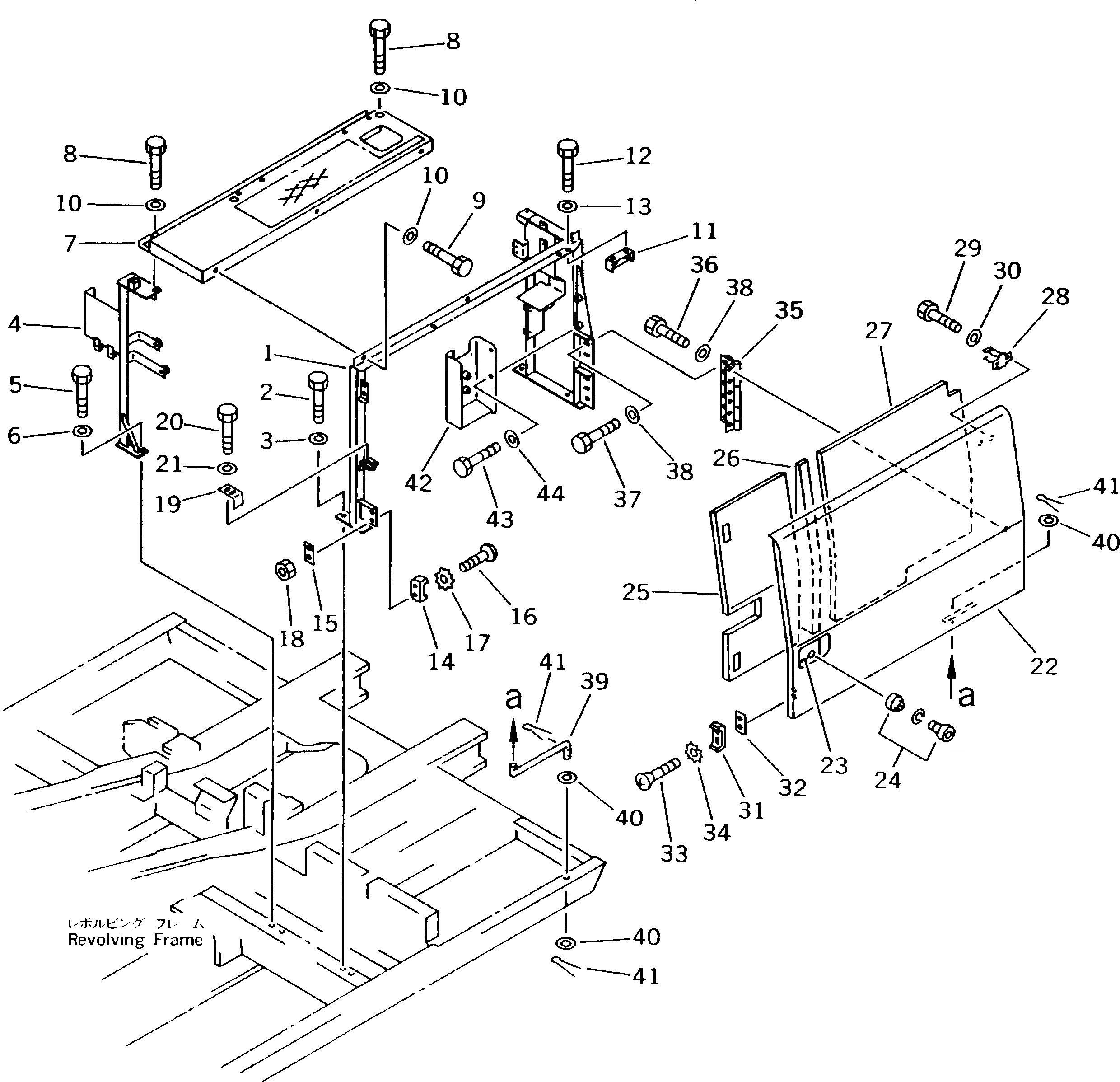 Схема запчастей Komatsu PC120-5K - ЛЕВ. COVER ЧАСТИ КОРПУСА