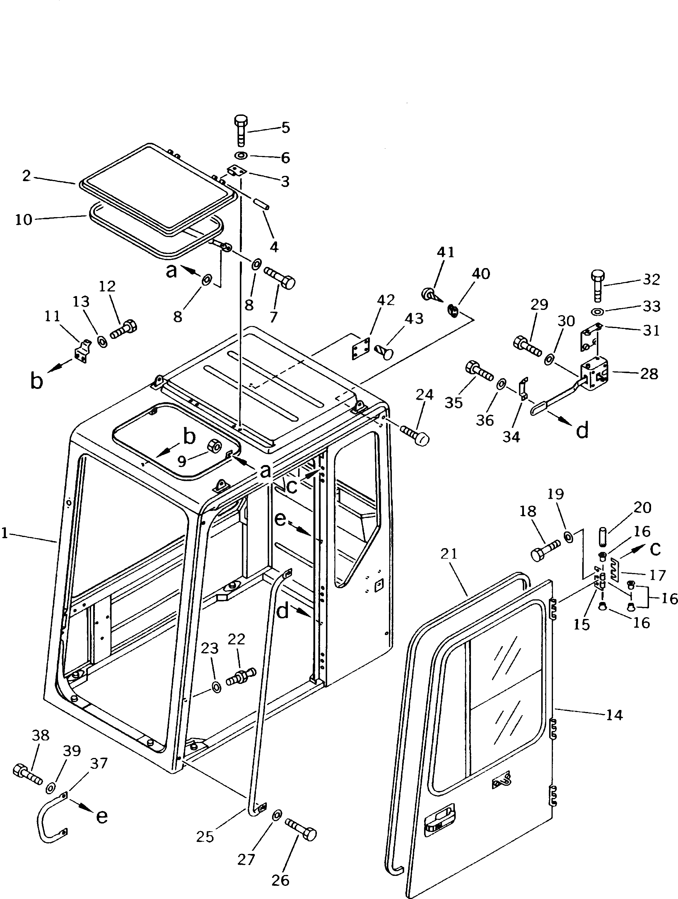 Схема запчастей Komatsu PC120-5K - КАБИНА (КАБИНА И ДВЕРЬ) (/)(№K-.) ЧАСТИ КОРПУСА